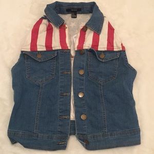 Forever 21 Denim Vest American Flag NWT